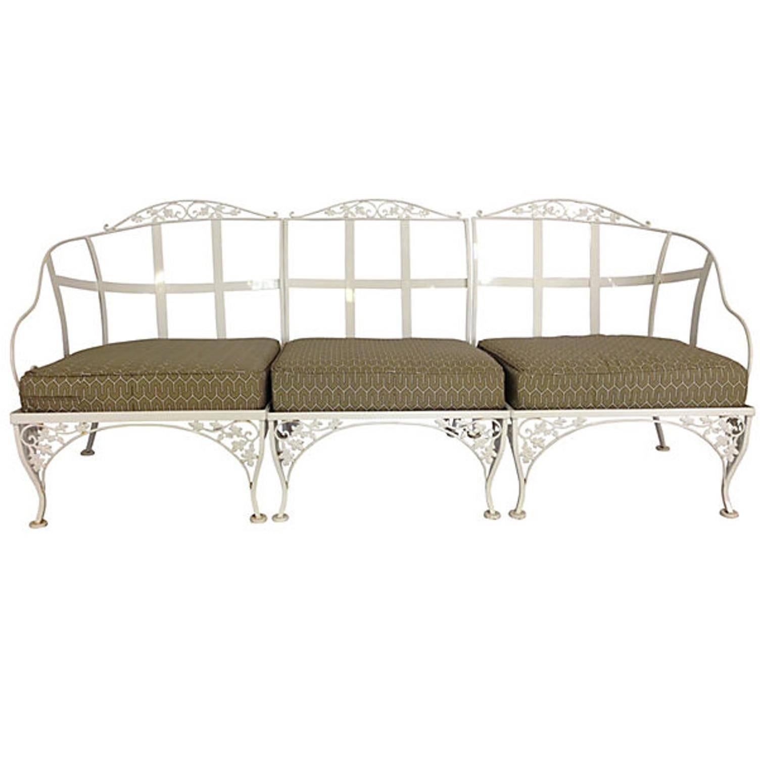Woodard Wrought Iron Powder Coated Three-Seat Sofa/ Settee