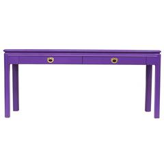 1970s Purple Console Table with Brass Handles 4