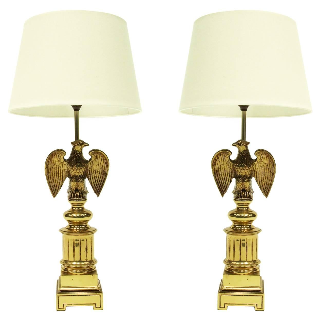 Pair of 1960s Brass Eagle Table Lamps