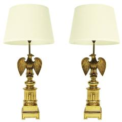 Vintage Pair of 1960s Brass Eagle Table Lamps