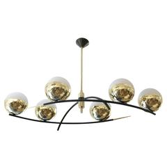 Stilnovo Style Chandelier with Six Globes