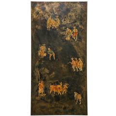 Laverne Bronze and Enamel Wall Plaque