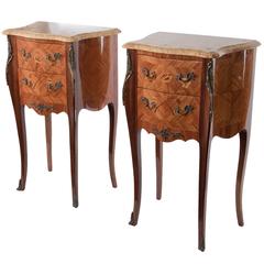 Pair of French Louis XV Style Petite Commodes