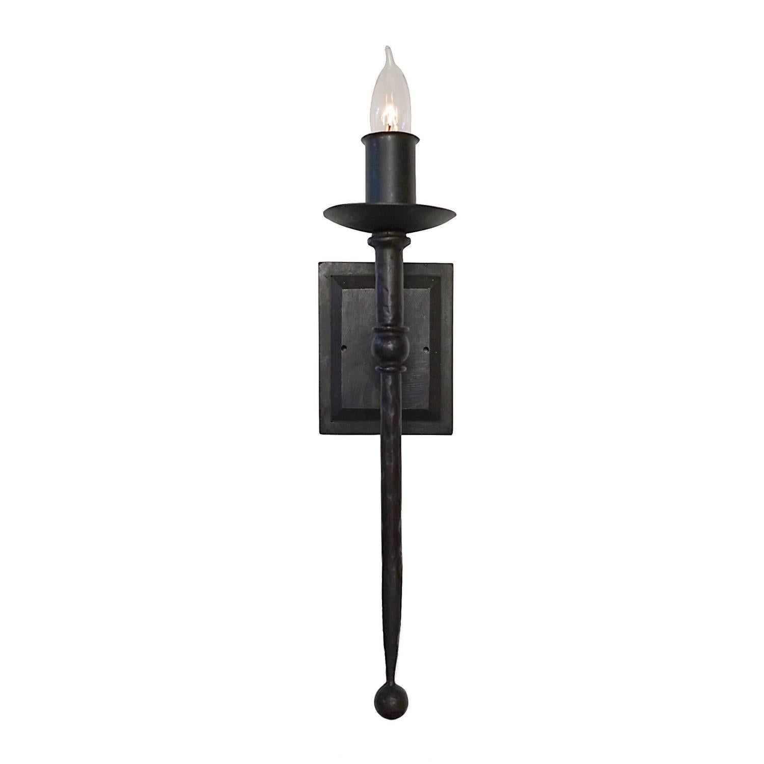 Contemporary Torchiere Wrought Iron Wall Sconce with Spanish Colonial Influence
