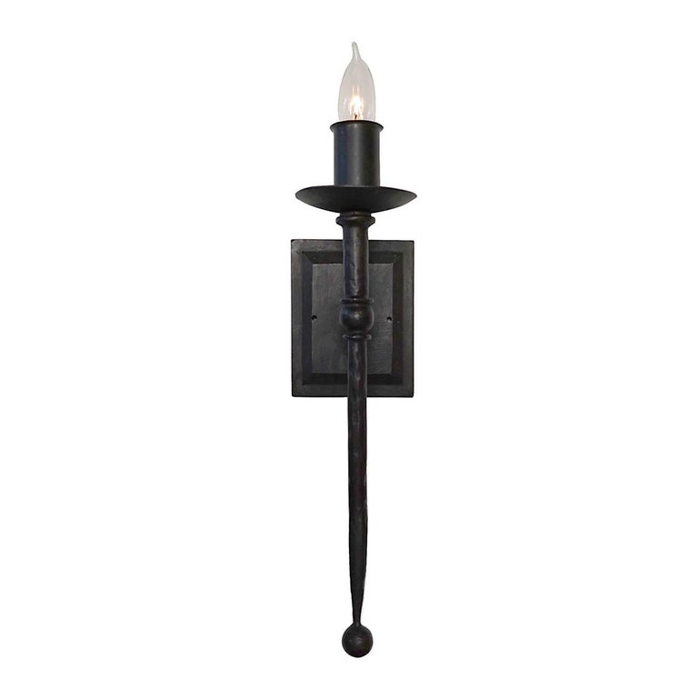 Contemporary Torchiere Wrought Iron Wall Sconce with Spanish Colonial  Influence For Sale at 1stDibs | torchiere wall sconce, black iron wall  sconce, spanish revival wall sconces