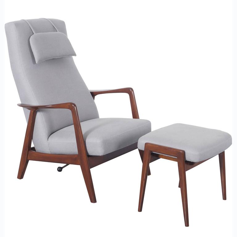 Vintage Reclining Lounge Chair And Ottoman By Folke Ohlsson For Dux At 1stdibs