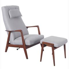 Vintage Reclining Lounge Chair and Ottoman by Folke Ohlsson for Dux