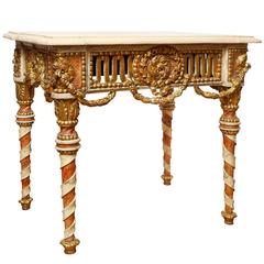 A Continental Parcel Gilt and Polychrome Side Table 9