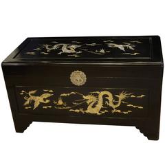 Chinese Black Lacquer Camphor Lined Trunk