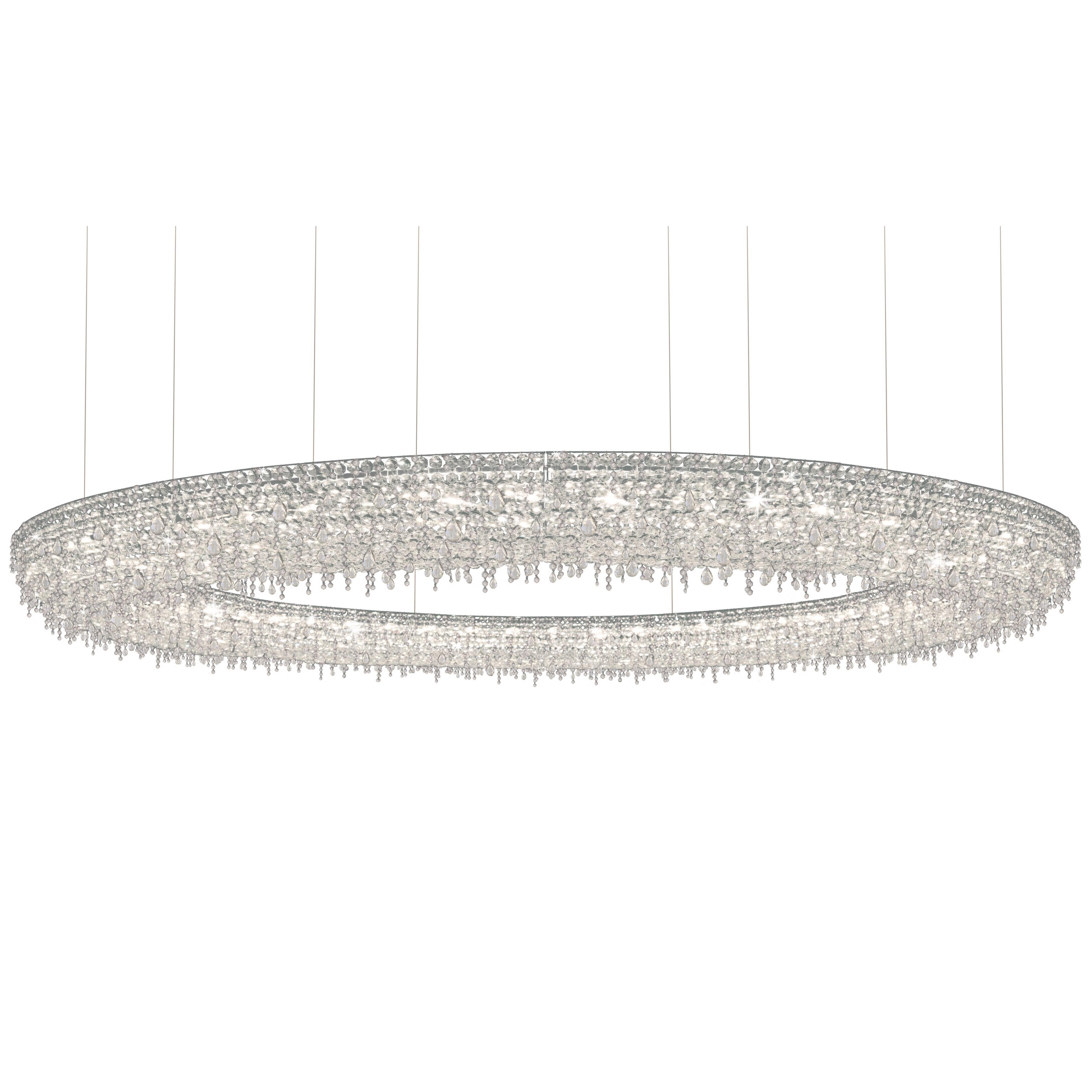 Lolli e Memmoli Ugolino Modern Crystal Halo Light Fixture Handcrafted in Italy For Sale