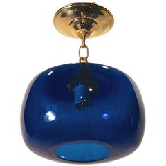 Swedish Blue Glass Pendant Fixture