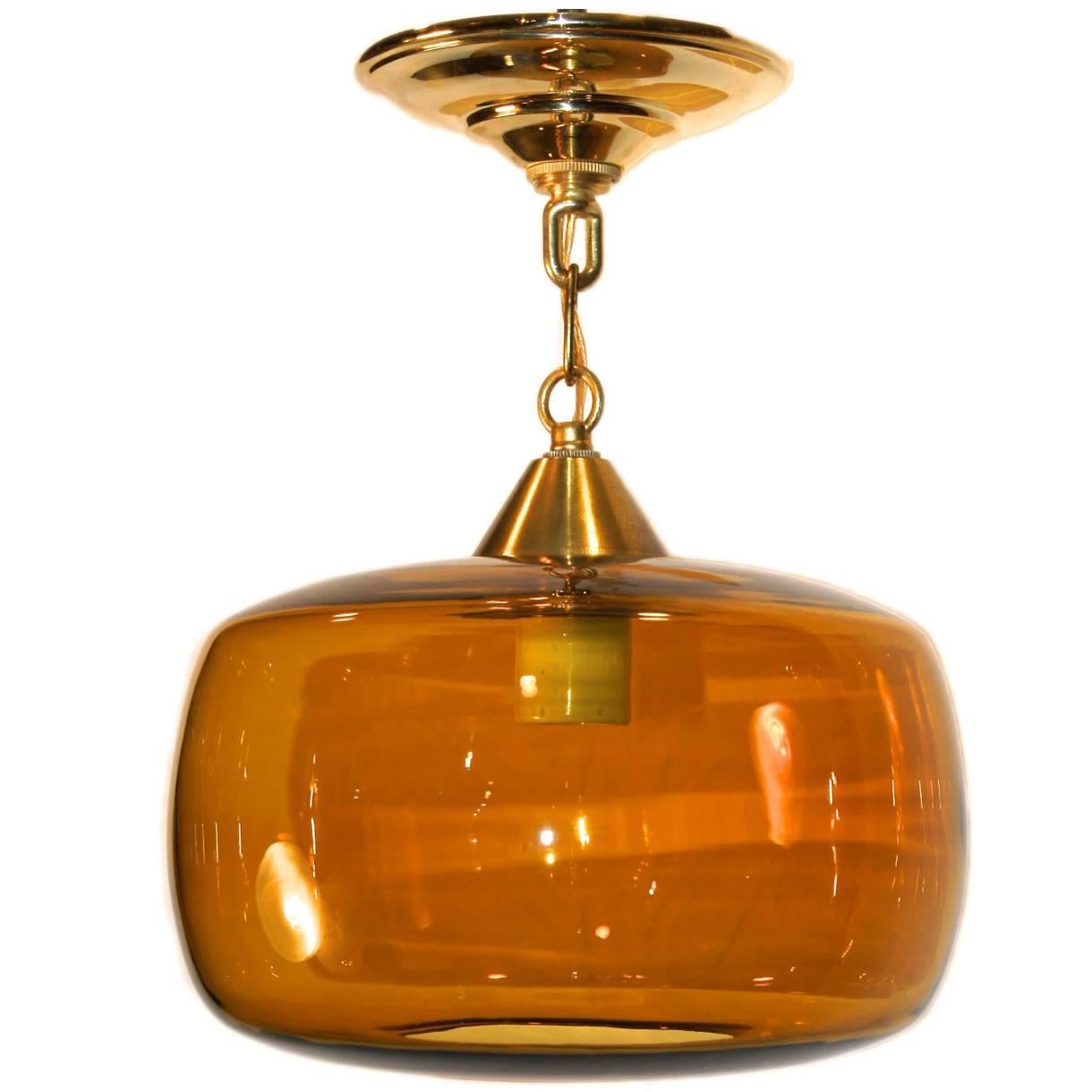 Swedish Honey-Colored Glass Pendant Fixture