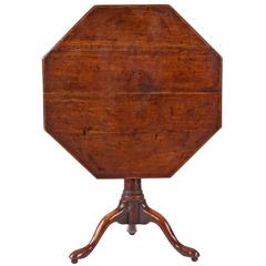 Antique Early 18th Century Octagonal Oak Tripod Table