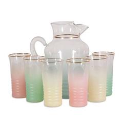 Vintage Mid-20th Century Multi-Color Glassware Set