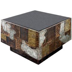 Exceptional Patchwork Side Table with Slate Top by Paul Evans