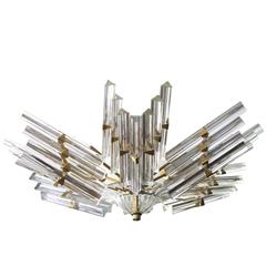 Shimmering & Good Quality Camer Flush Mount Chandelier with Venini Tiedri Glass