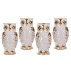 Mid-Century Owl Glass Vases - Set of 4