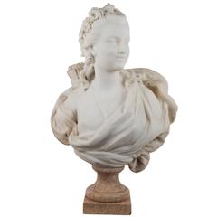 Antique Marble Bust of Diana the Huntress by René Rozet