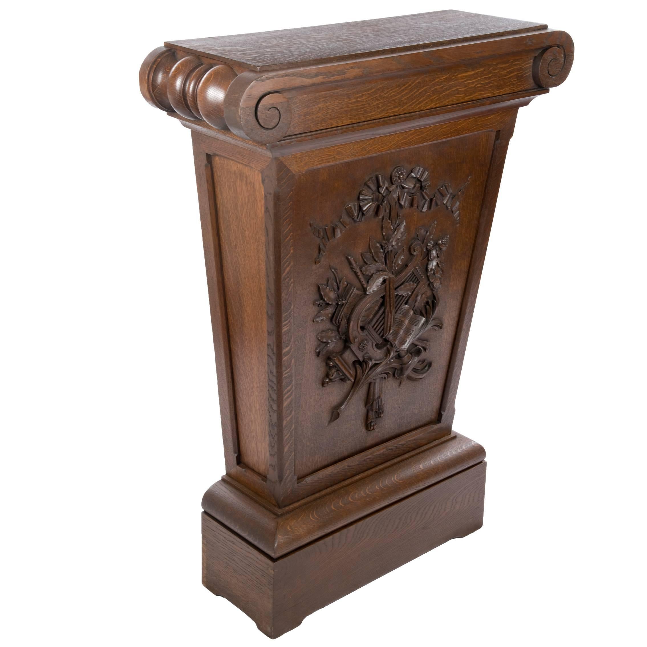 Carved Wood Pedestal Stand