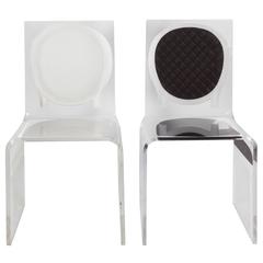 White and Black Lucite Side Chairs