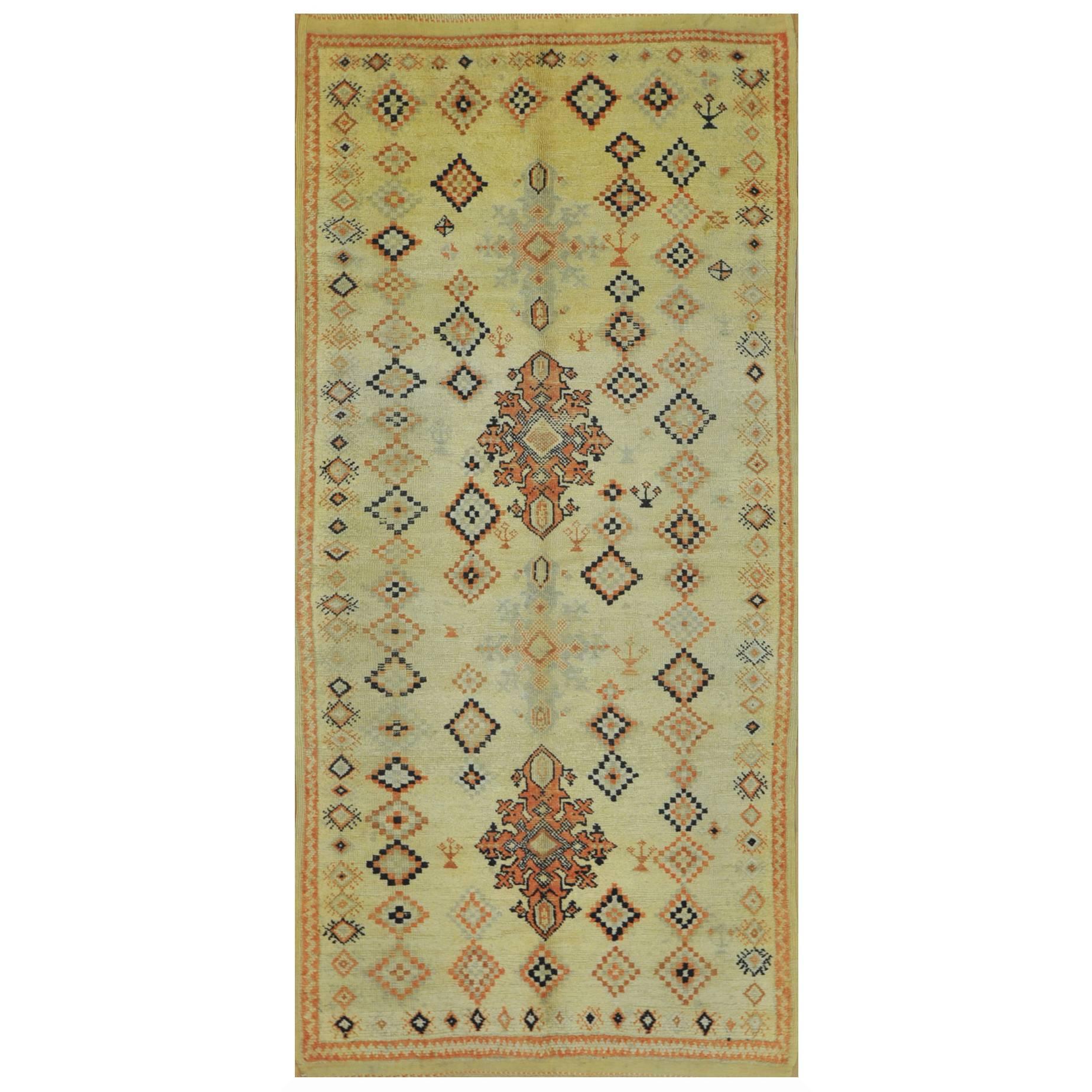 Vintage Hand-Knotted Moroccan Rug For Sale