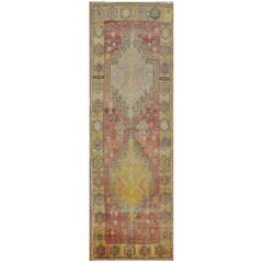 Antique Turkish Anatolian Oushak Runner Rug  