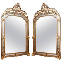 Monumental Pair of Period Louis XV Carved Giltwood Mirrors 9