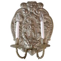 Large-Scale Silver Plated Figural Sconce with Amazing Details 6