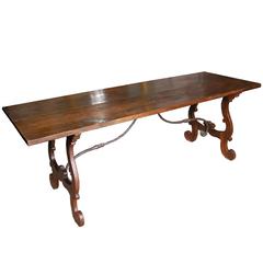 Antique 19th Century Italian Walnut Trestle Table