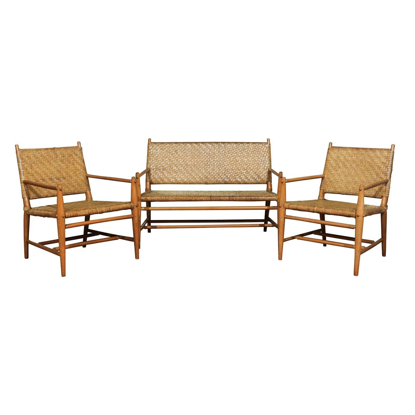 Exceptional Modern Seating Set by Russel Wright for Old Hickory, circa 1940 For Sale