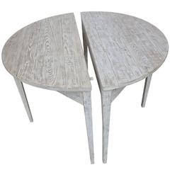 Pair of Painted Demilune Tables