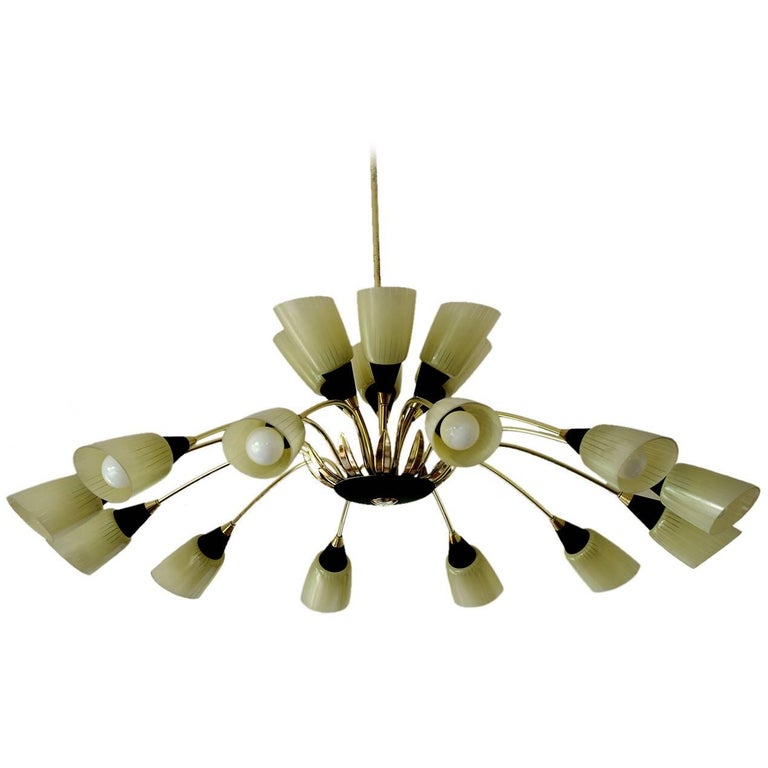 Lustre Oursin Laiton Style Stilnovo / Kalmar – Milieu De Siècle, Vintage, Neuf