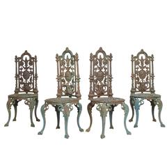 Patinated Victorian Iron Garden Chairs, circa 1930s