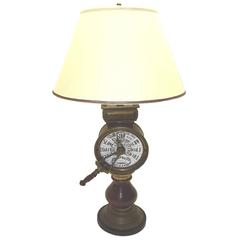 Antique English Mahogany and Brass Ship's Telegraph Table Lamp, circa 1860