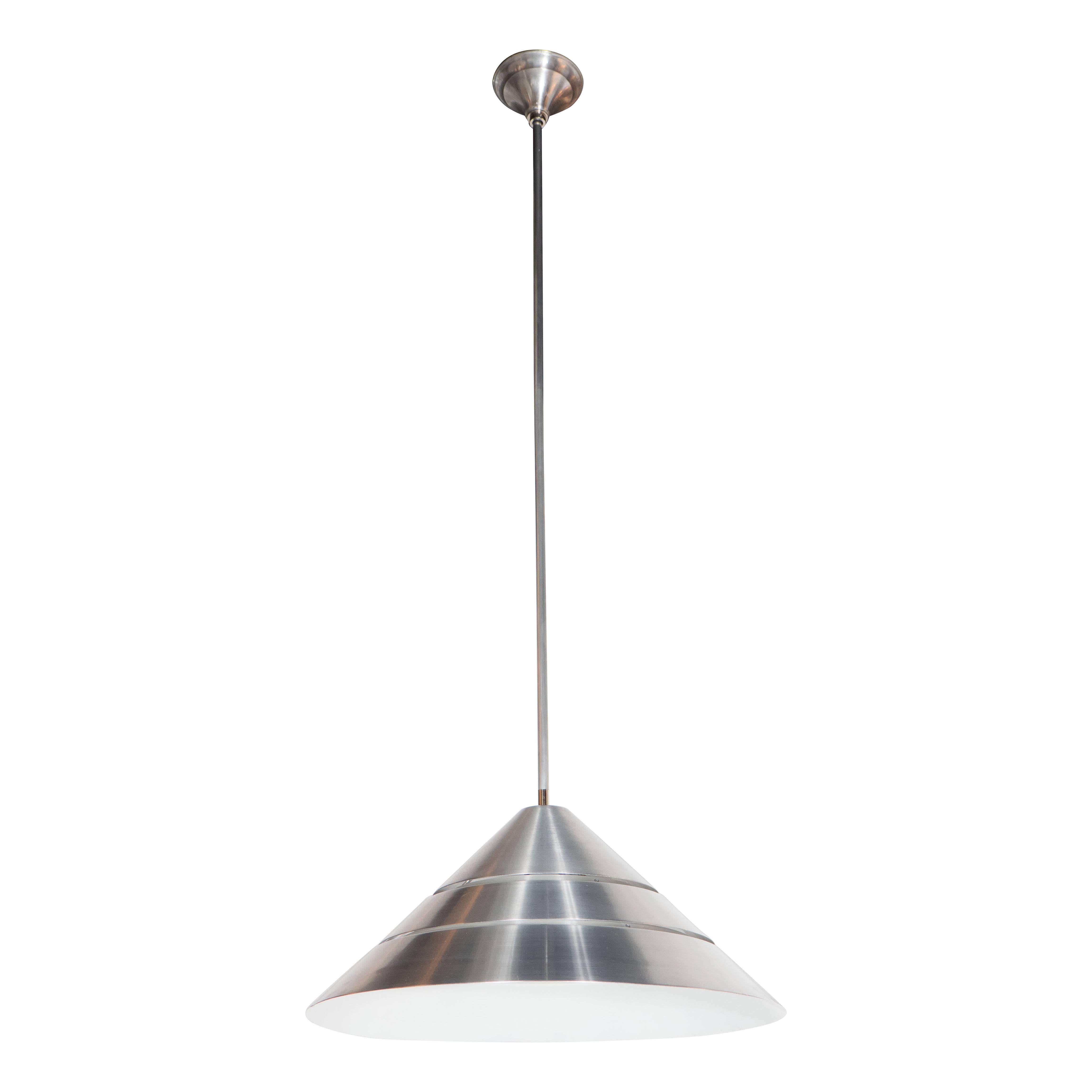 Mid-Century Brushed Aluminum Cone Ceiling Pendant by Hans-Agne Jakobsson For Sale