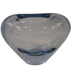 Blue Per Lutken Blown Glass Heart Vase for Holmegaard