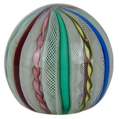 Mid-Century Murano Zanfirico Crown Glass Paperweight