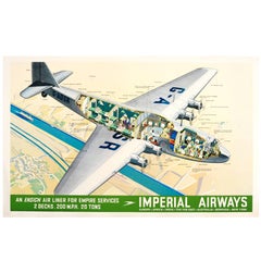 Original 1937 Imperial Airlines Poster, an Ensign Air Liner for Empire Services