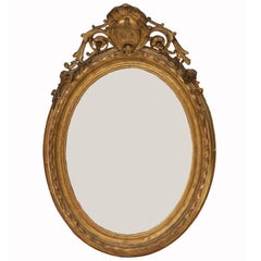 French Mid 19th Century Oval Period Louis-Philippe Giltwood Mirror