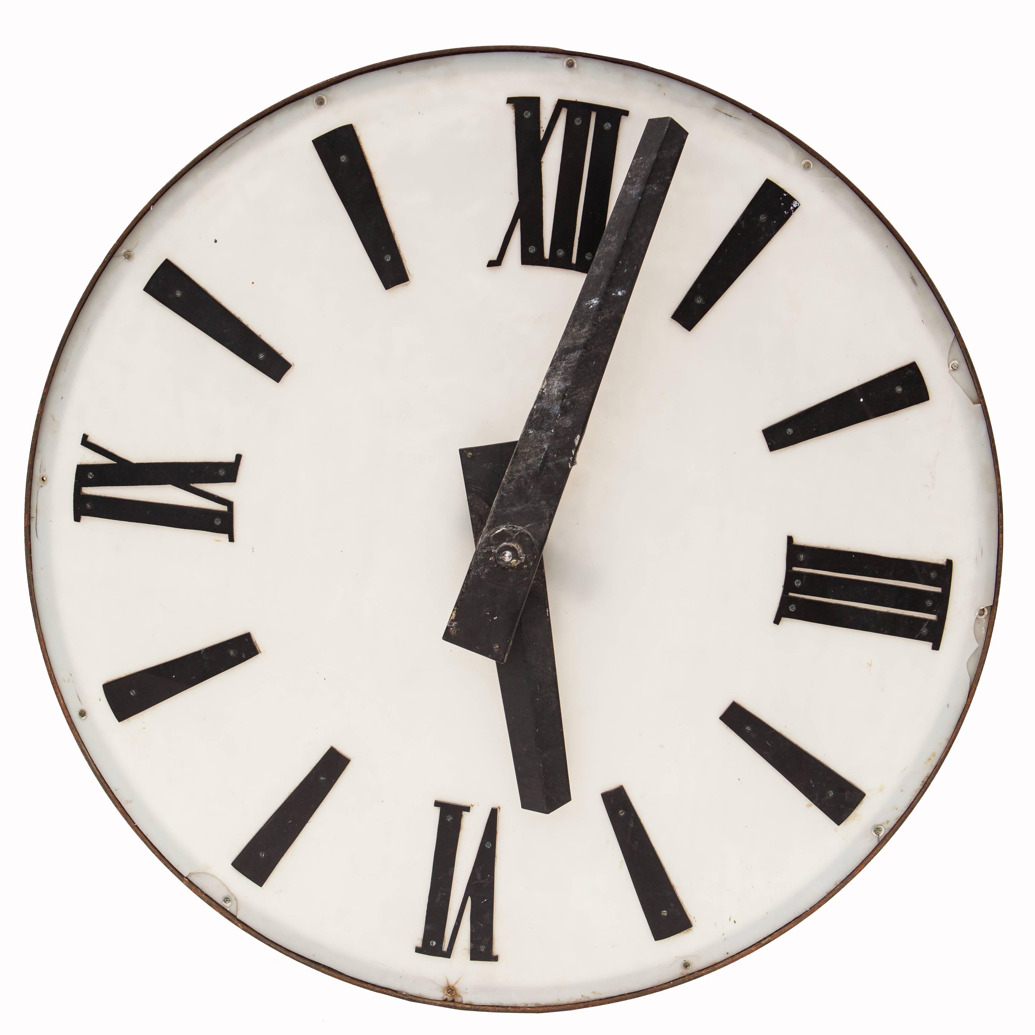 A French Large Size Clock Face From the Auvergne Region, Mid 20th Century