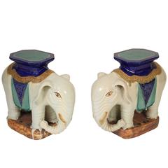 Pair of Chinese stoneware elephant form tables