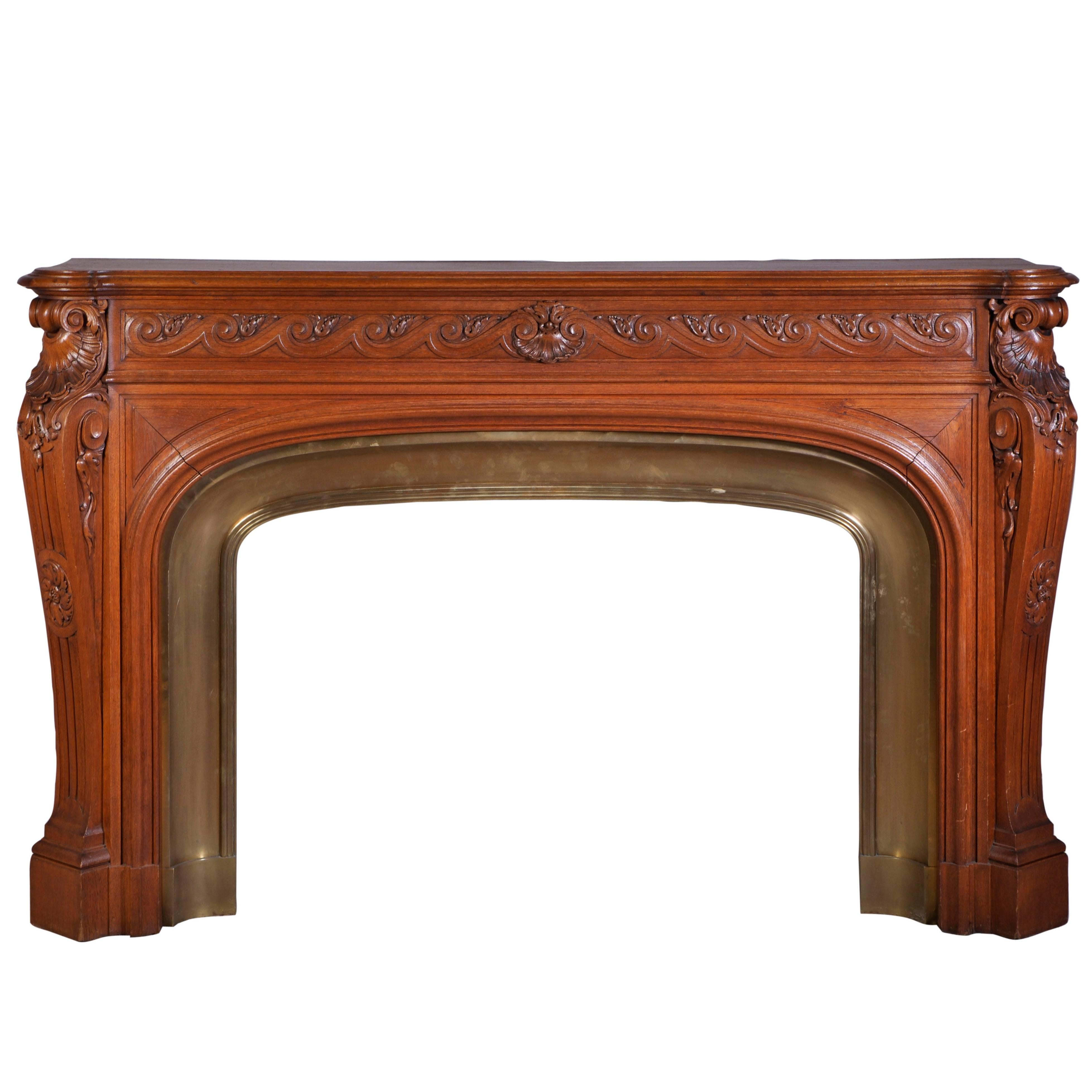 Antique Napoleon III Fireplace, Carved Oakwood For Sale