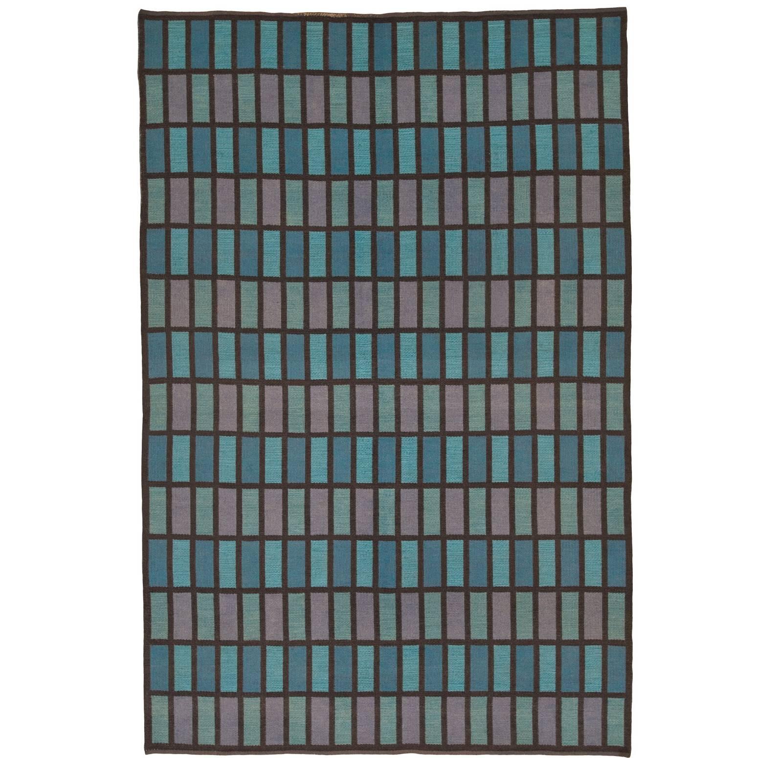 Mid-20th Century Double-Sided Swedish Flatweave Carpet For Sale