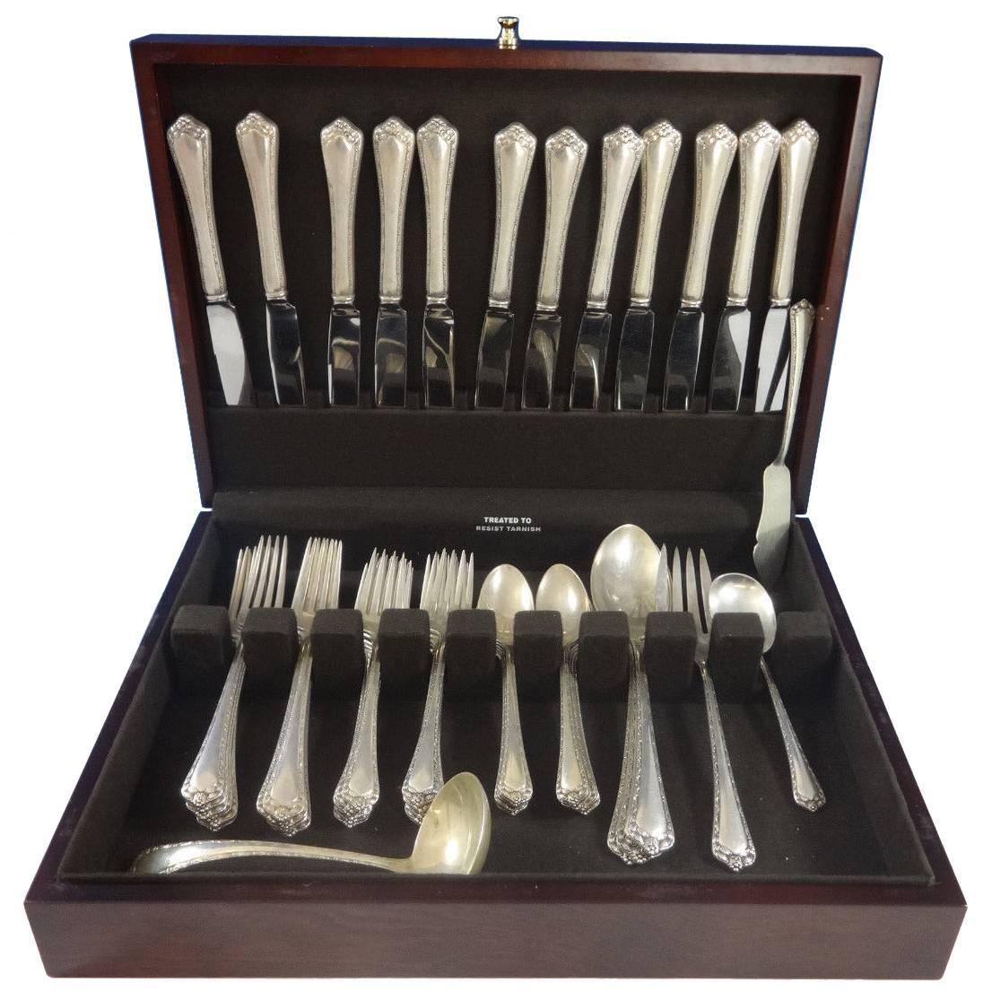 Rosemary by Easterling sterling silver flatware set of 55 pieces. This set includes:

12 knives, 9