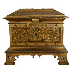Antique Gilt Bronze Gothic Style Lidded Box