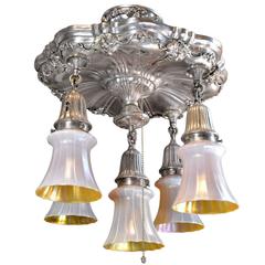 Antique Beautiful Silver Plated Sheffield Pan Fixture with Ornate Grape Leaf Design
