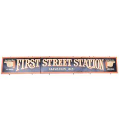 Enormous Enamel over Steel Painted 'First Street Station' Sign