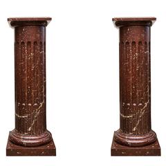 Cherry Marble Pair of Columns of the 18th Century Cherry Marble Pair of Columns of the 18th Century