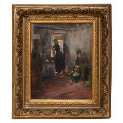 "Inside the Household, " Oil on Canvas by Lucien Hevemans