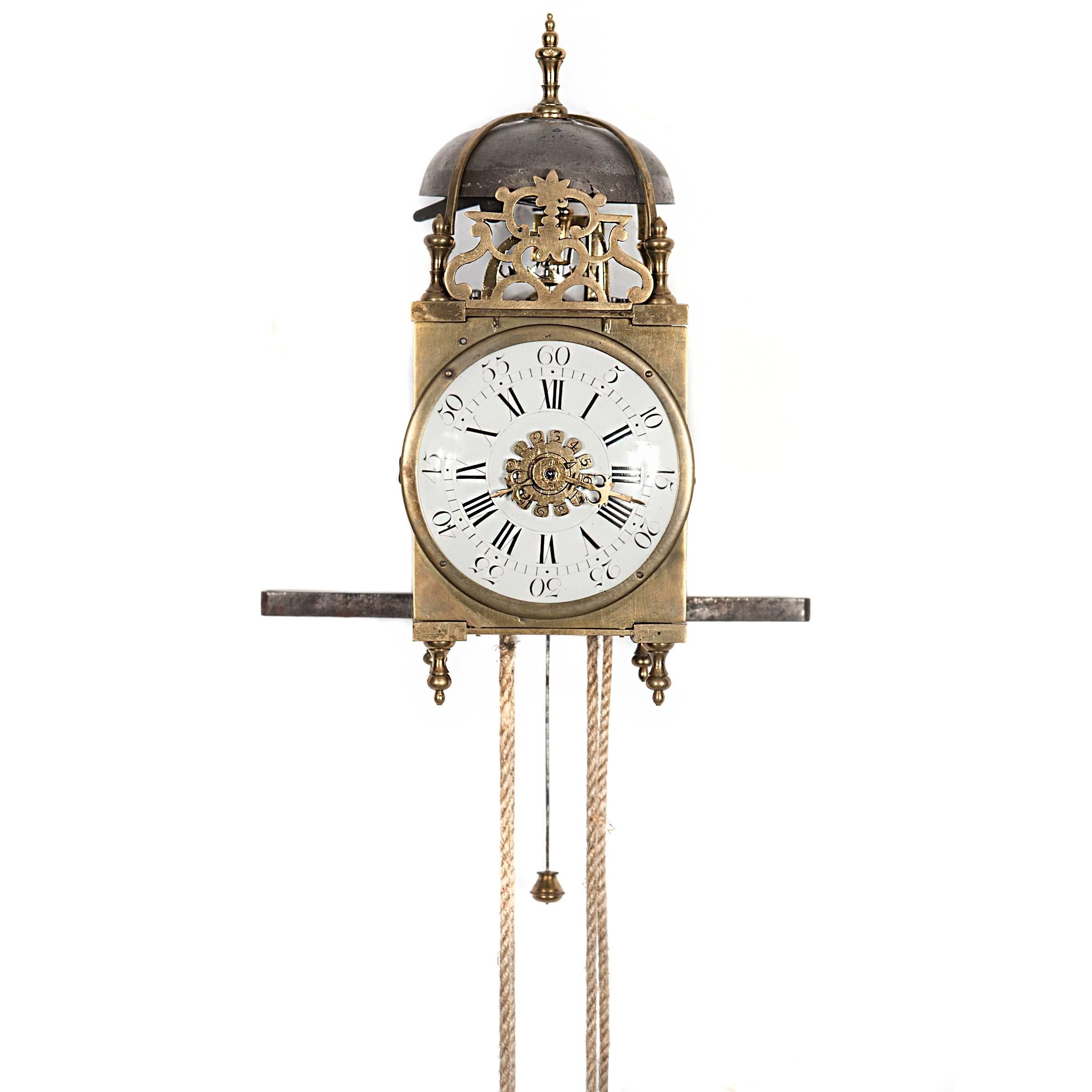 French Miniature Mid-18th Century Louis XV Lantern Timepiece and Alarm Clock For Sale